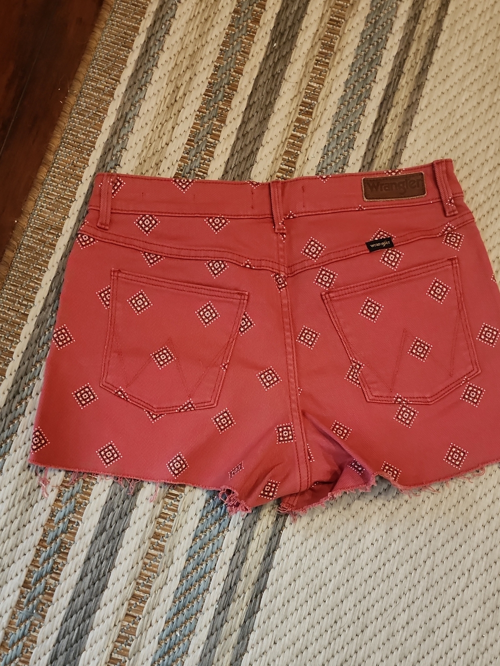 Wrangler Red Bandana-Print Jean Shorts